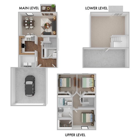Floor plan for 3 beds, 2.5 baths, 2000 sqft